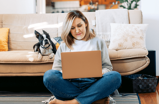 Woman reading a mental health ebook